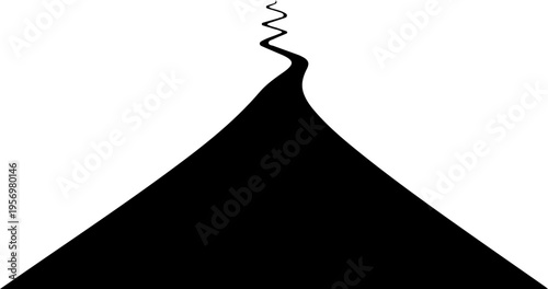 Vector volcano icon with smoke