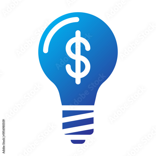 Solid Gradient Icon of a lightbulb with a dollar sign representing innovative ideas for business profitability