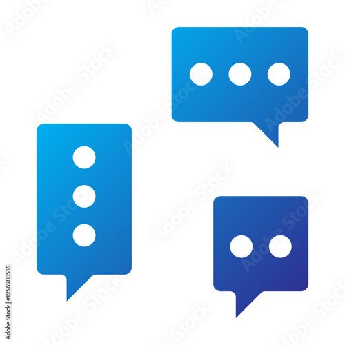 Solid Gradient Icon of multiple speech bubbles representing active chat communication and team discussion