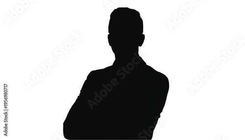 Anonymous male silhouette with folded arms, suitable for representing an individual or placeholder in design.