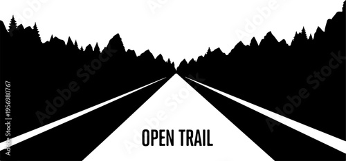 Vector road trail icon with open path