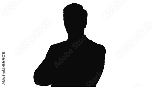 Male silhouette displaying a confident posture with crossed arms, ideal for business or general.