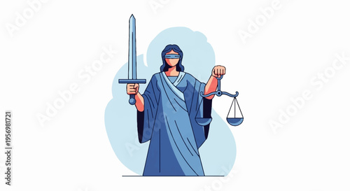 Justitia the goddess of justice holding sword and scales symbolizing law and order fairness and equality