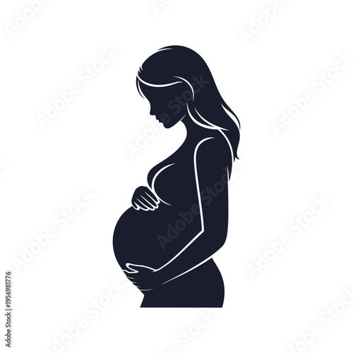 Pregnant Woman Silhouette Vector Illustration Representing Motherhood And Maternity Care Concept