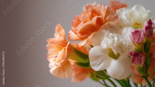 Floral Bouquet Creates Strong Negative Space With Soft Shadows Against a Clean Background, Shot Using 70mm Lens and F3.2