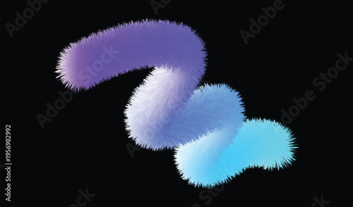 Fluffy swirling fuzzy shape gradient colors abstract art