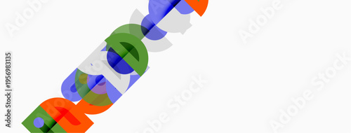 Colorful text spells test diagonally across white background. Letters overlap, creating vibrant visual effect. Simple design.