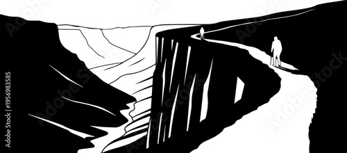 Vector illustration of a person on a cliffside pathway