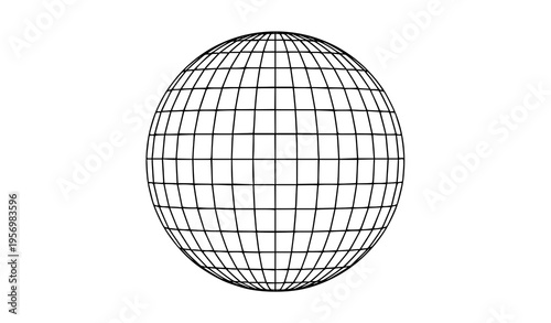Photos Abstract globe sphere with latitude longitude grid lines minimal wireframe vecto
