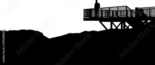 Silhouette, observation deck, scenic viewpoint, black silhouette