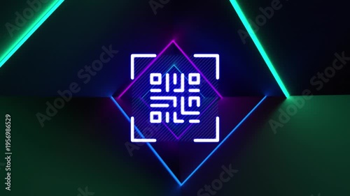 Animation of diverse neon lights and qr code
