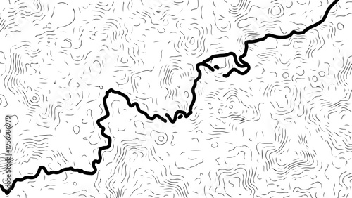Vector topographic map outline with contour lines