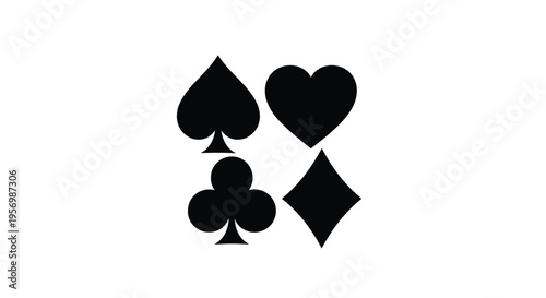 Four playing card suits depicted as a striking black silhouette