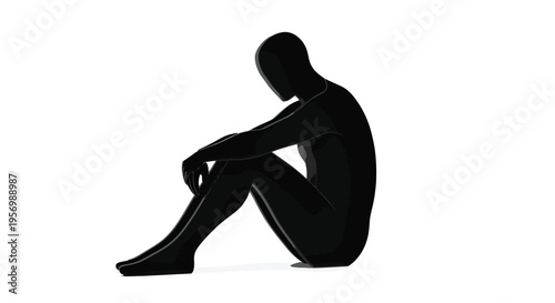 A solitary figure sits in a despondent pose evoking feelings of sadness silhouette