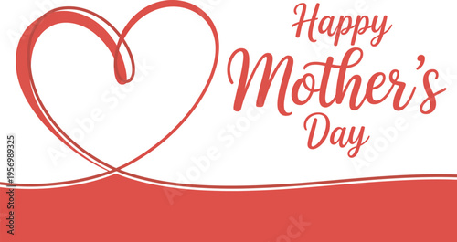 Happy Mothers Day Greeting Card Design with Heart Shape Love Illustration
