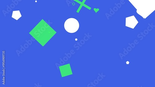 Abstract animation featuring a colorful hipster memphis style on a blue background