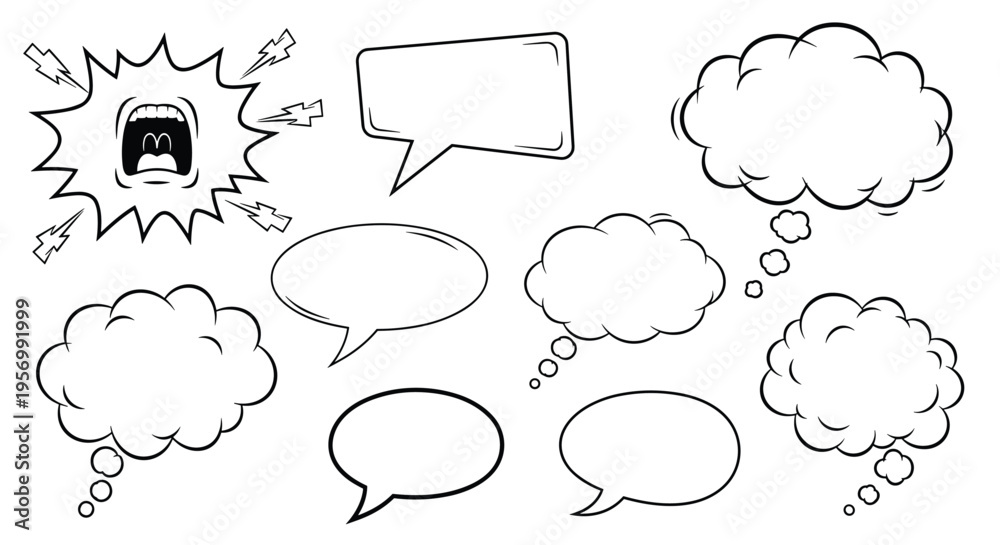 Fototapeta premium Comic Speech Bubbles and Exclamation Icon Set