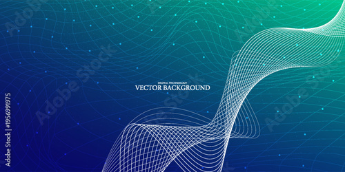 Digital technology speed connect blue green background, cyber nano information, abstract communication, innovation future tech data,vector eps10
