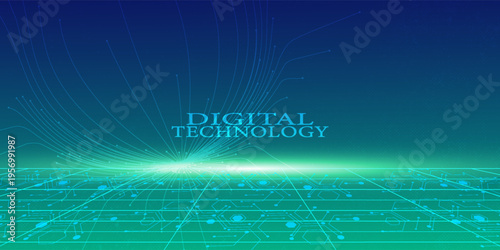 Digital technology speed connect blue green background, cyber nano information, abstract communication, innovation future tech data,vector eps10