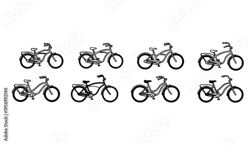 Tricycle motion storyboard icon set with animation frames and separate elements vector