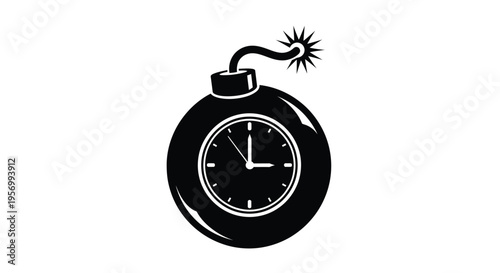Time bomb with a ticking clock a stark black silhouette