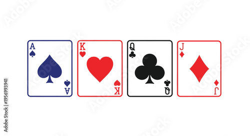 Four playing cards arranged in a row a striking silhouette