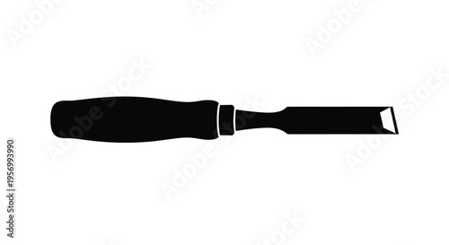 A black silhouette of a chisel a woodcarving tool silhouette