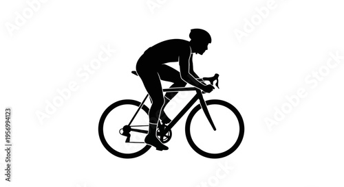 Dynamic Silhouette Illustration of a Dedicated Road Cyclist in Action, Depicting Speed and Athletic Movement on a Bicycle Journey