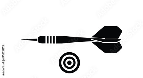 A black dart and target shown in a striking silhouette