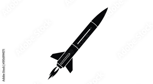 A sleek rocket ascends with fiery exhaust a striking silhouette