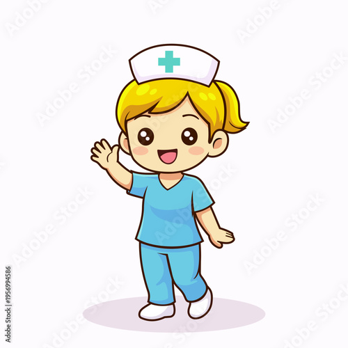 Nurse cartoon in kawaii style