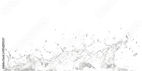 Realistic white water splash and liquid droplets isolated on white background vector illustration