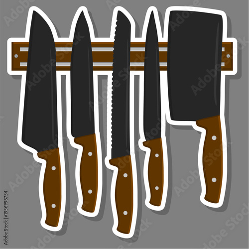 set different types knife different size for butcher
