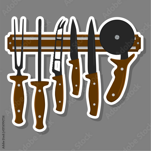 set different types knife different size for butcher