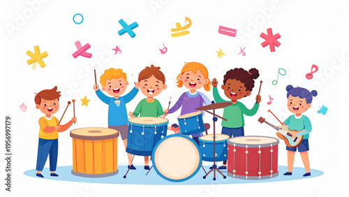 Cute Musical Instruments with Greater Less Equal Symbols Vector Set