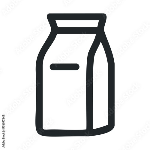 Simple hand-drawn milk carton icon representing daily dairy products and fresh beverages, perfect for breakfast or grocery shopping concepts.