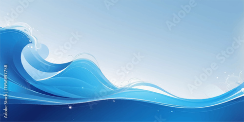 Abstract blue waves create a clean motion pattern with artistic curves and liquid light, forming a vector ocean design perfect for a sea-inspired nature wallpaper or backdrop