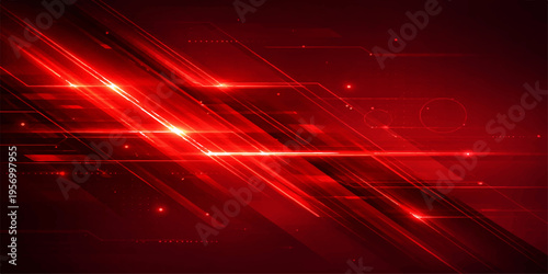 Abstract digital wallpaper featuring a techno design of glowing red lines and fractal waves in a virtual reality space