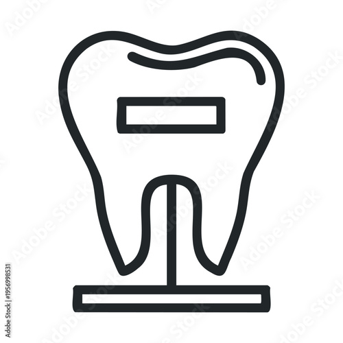 Dental tooth icon featuring a horizontal rectangular shape, symbolizing oral health, dental care, or a medical concept for modern digital design.
