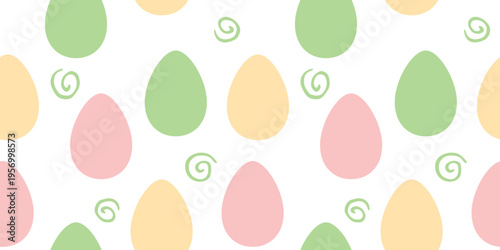 Seamless easter pattern with ornamental eggs. Vector pastel multicolor holiday decorations, backgrounds and textures. For fabric, textile, wrapping paper, packaging, web