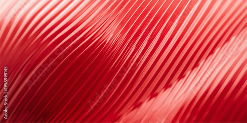 A red and white abstract wallpaper design features a striped texture with gradient lines and a light silk fabric pattern, creating a stylish vector illustration backdrop for a theater stage