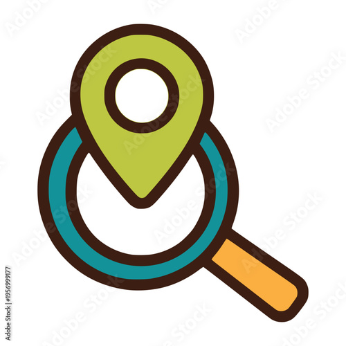 search pin map location icon flat color vector illustration template design