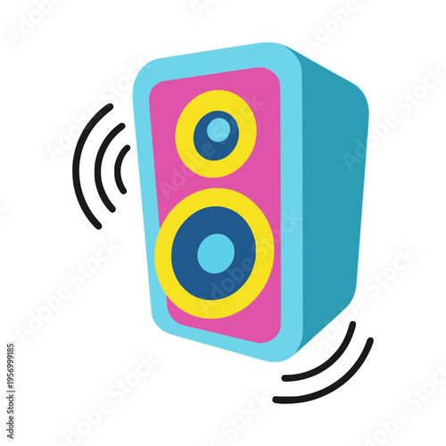 Audio speaker sound music flat color vector illustration template design