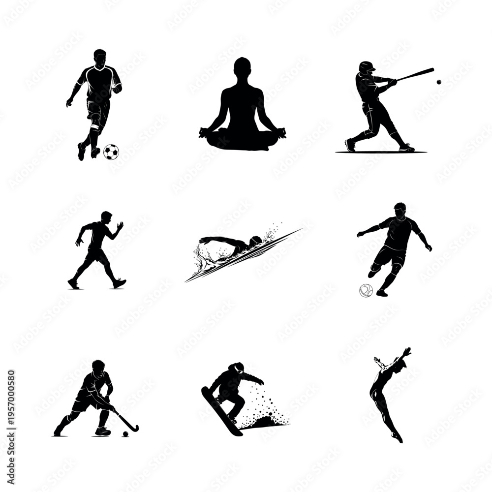 Fototapeta premium silhouettes of skiers
