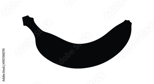 A dark striking banana shape presented as a bold silhouette