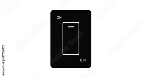 Black light switch with on and off labels a stark silhouette
