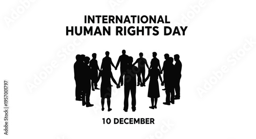 International human rights day observance with a group silhouette
