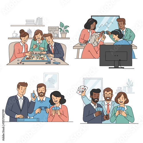 Diverse People Enjoying Board Games and Card Games Together