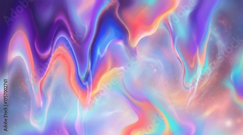 Vibrant iridescent holographic liquid dripping abstract background
