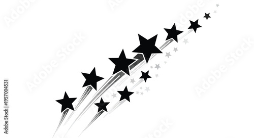 Shooting stars streak across a white background a dramatic silhouette